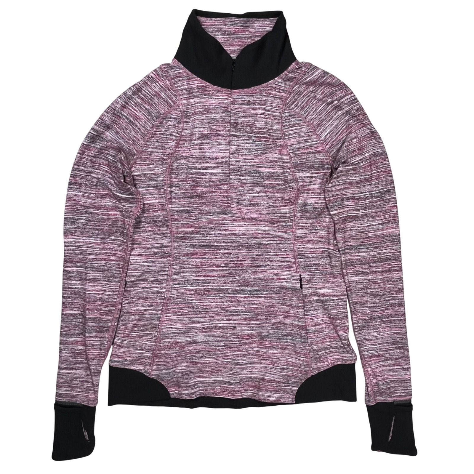 Lululemon Runderful 1/2 Zip Pullover Women 6 Space Dye Camo Berry Thumbhole Mock